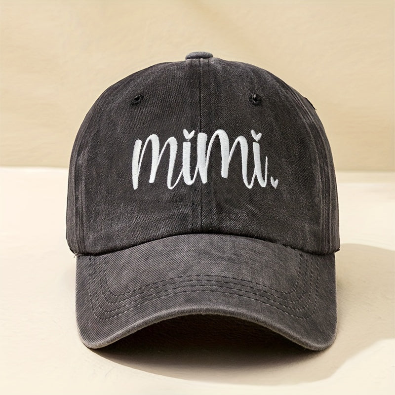 1 Unisex Y2K Style Embroidered MIMI Washed Baseball Cap for Outdoor Sports and Daily Commuting
