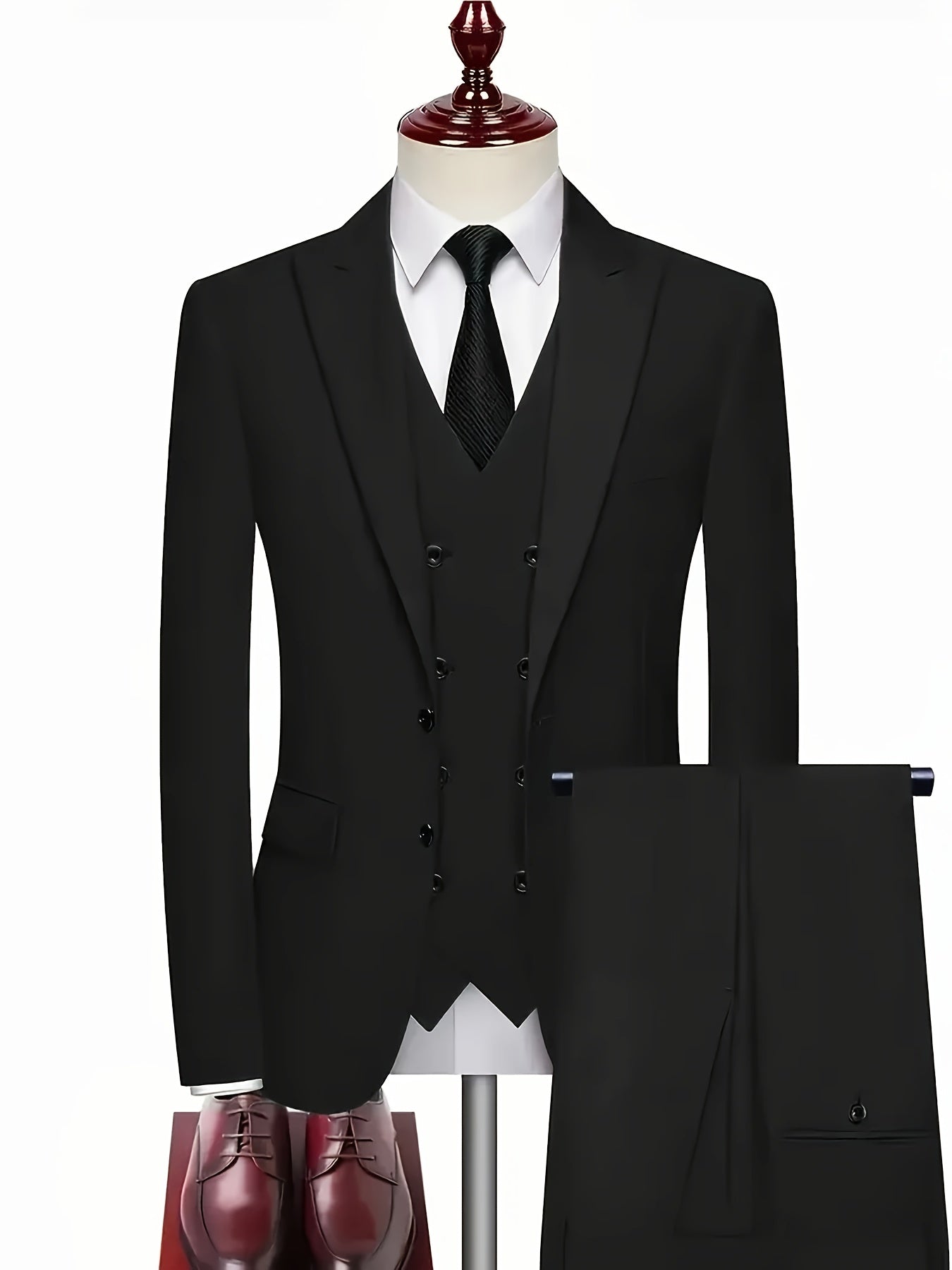 [Three-Piece Suit Set] Men's Three-Piece Suit Set with Vest and Trousers for Weddings and Formal Occasions
