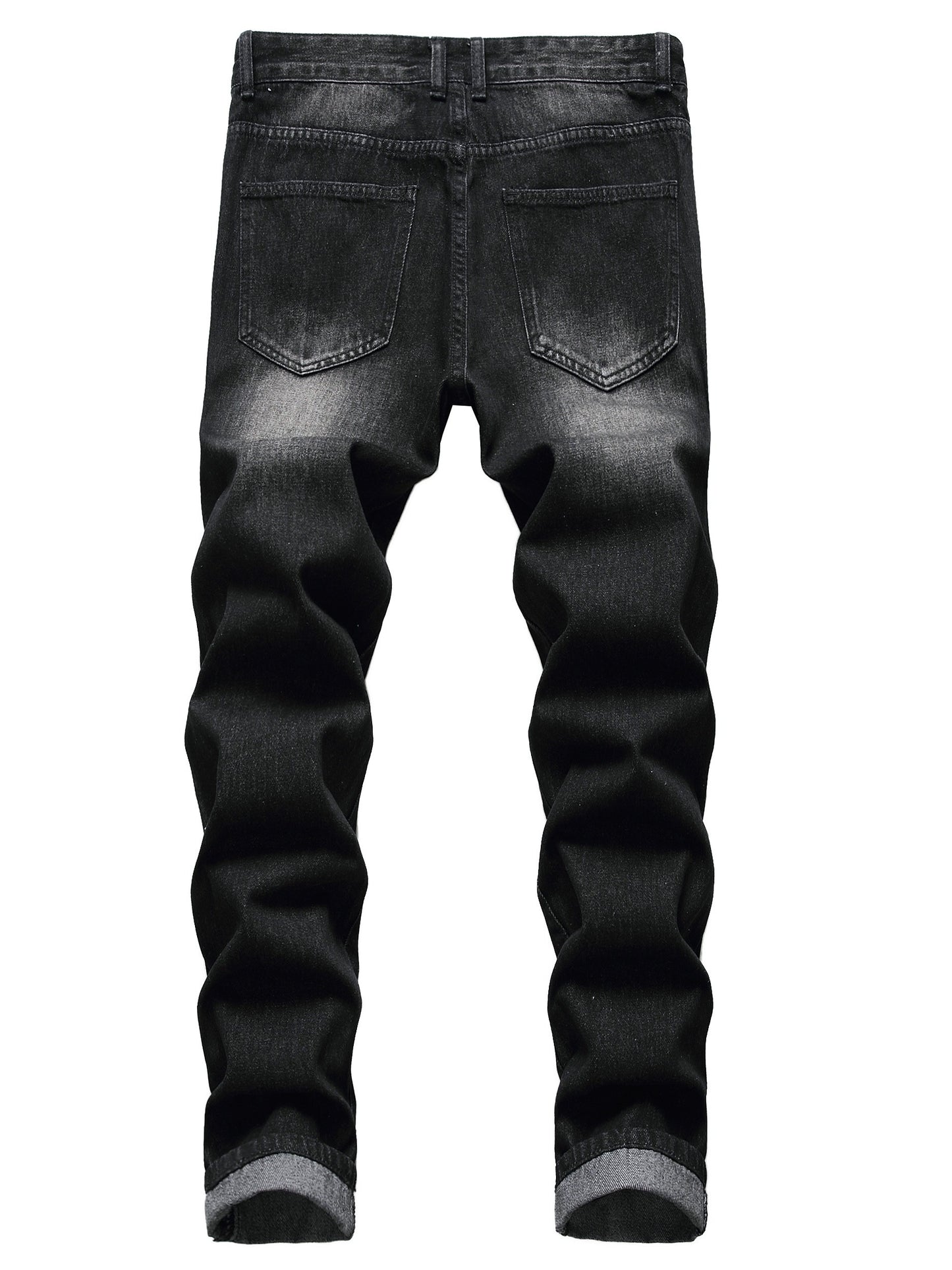 Mens Ripped Jeans, Distressed Destroyed Slim Fit Straight Leg Denim Pants