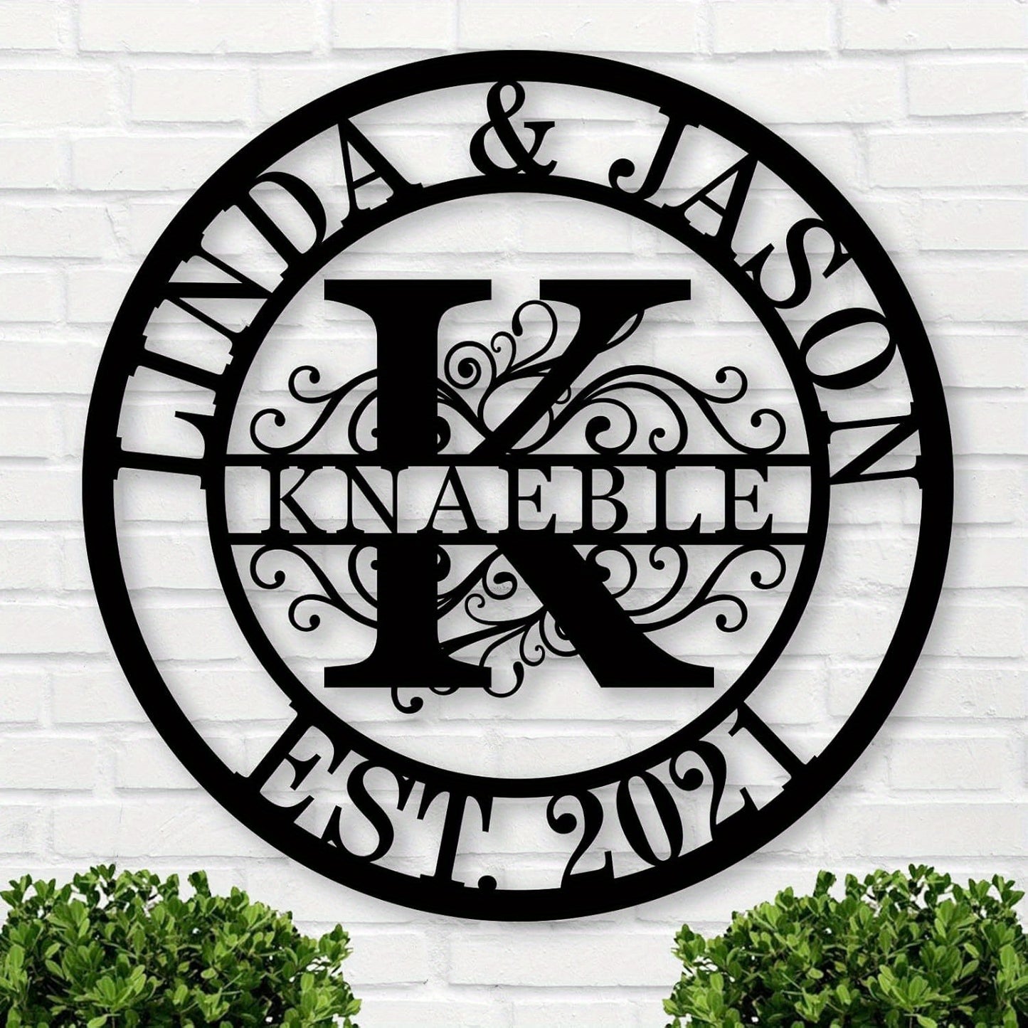 [Personalized Metal Wall Plaque] Personalized Family Name & Year Metal Wall Plaque - Custom Initials and Establishment Date Engraving - Heavy-Duty Rustproof Metal Decor - No Wiring Needed - Elegant Home Office, Living Room, B