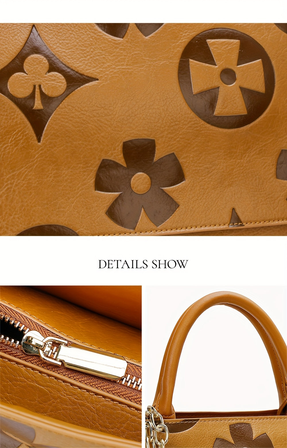 [Elegant Floral Tote Bag] IVKMIVK Women's Floral Embossed Tote Bag - Elegant Synthetic Faux Leather with Golden-Tone Hardware, Large Capacity, Perfect for Daily Commute, Office, and Travel | Floral Embossed Design | Office To