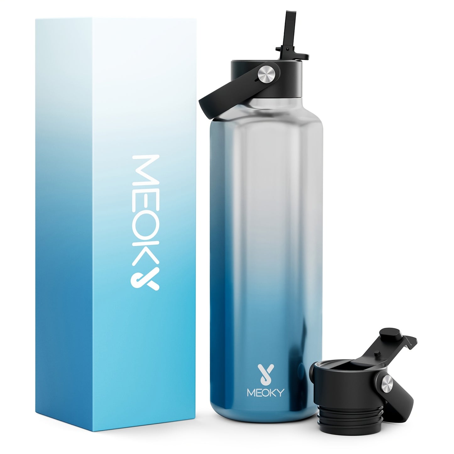 Meoky 24oz Stainless Steel Water Bottle, Hexagonal Insulated Leak-Proof with Spout, BPA-Free, Keeps Cold for 24 Hours, Portable for Sports, Fitness, Hiking, Car-Friendly Handle, Hand Wash Only, Ideal Gift for Thanksgiving & C