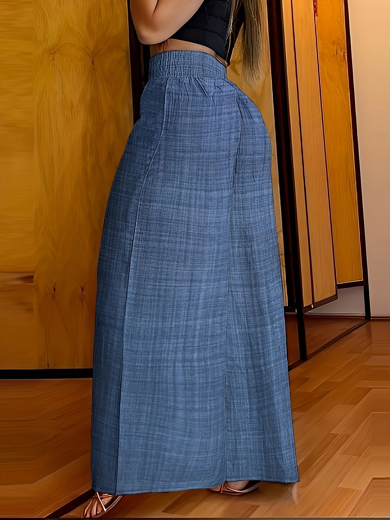 Elegant Solid Color Wide Leg Palazzo Pants - Comfortable Polyester Fabric, Machine Washable, Elastic-Free Waist, All-Season Wear - Womens Casual Regular Pants for Everyday Style