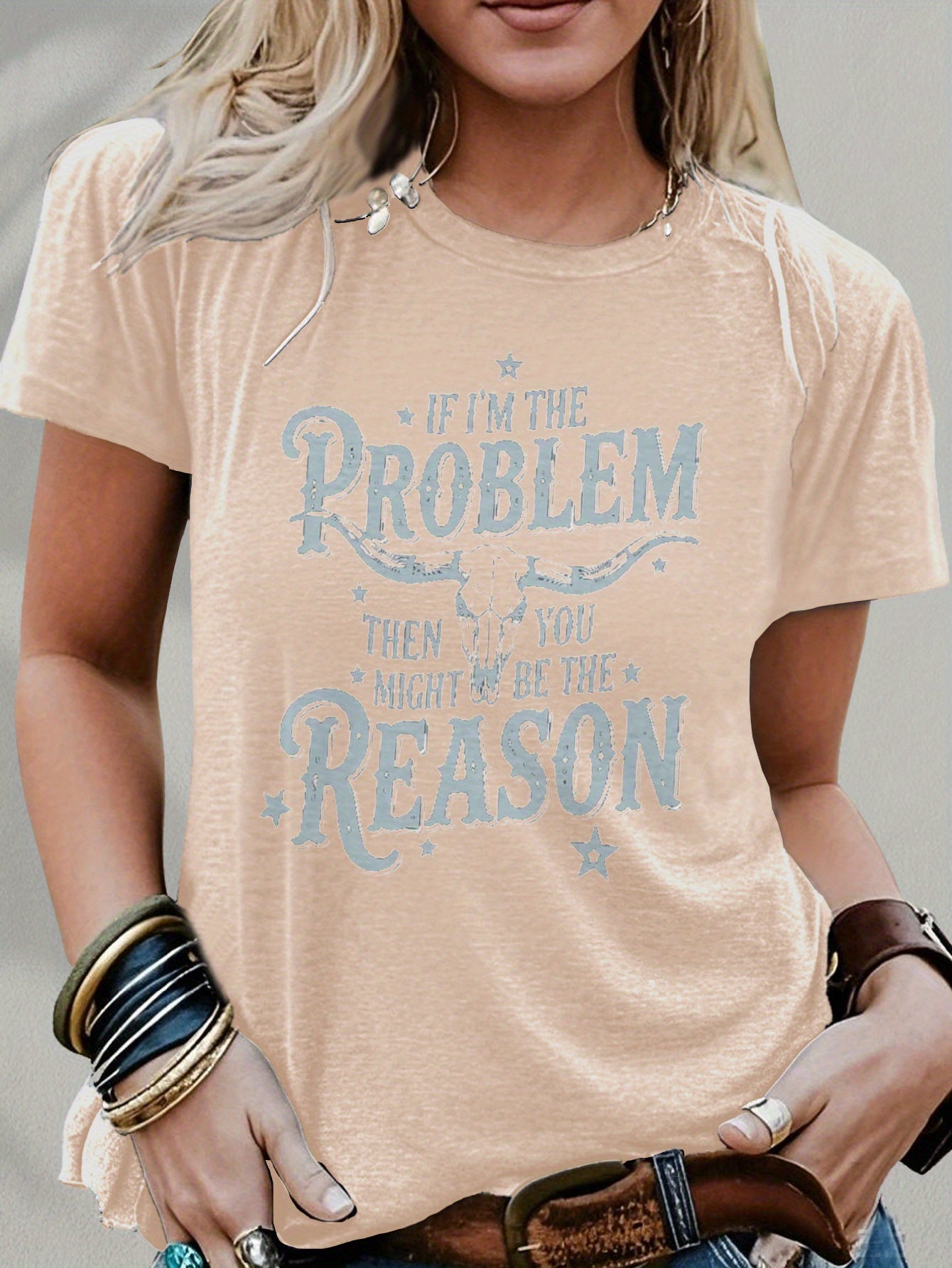 Women'S Funny Cowgirl Saying T-Shirt - "If I Were a Problem" Western Quote Tee in Navy Blue - Soft Everyday Shirt for Country Western Events, Music Festivals, Parties - Casual Country Chic Outfit Essential, Festival Clothing,