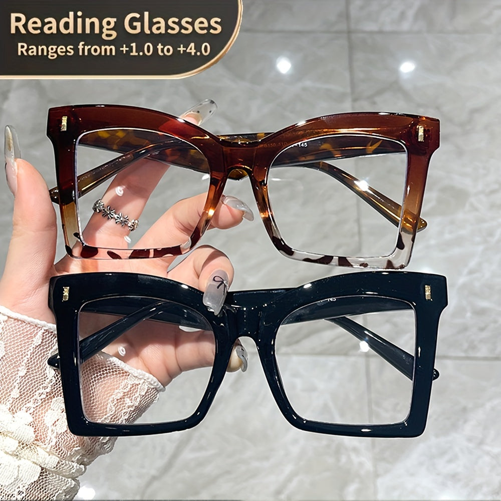 2 pairs of Women's reading glasses with beautiful color matching and sturdy metal hinges, suitable for computers, reading books, daily life, the best gift for elders