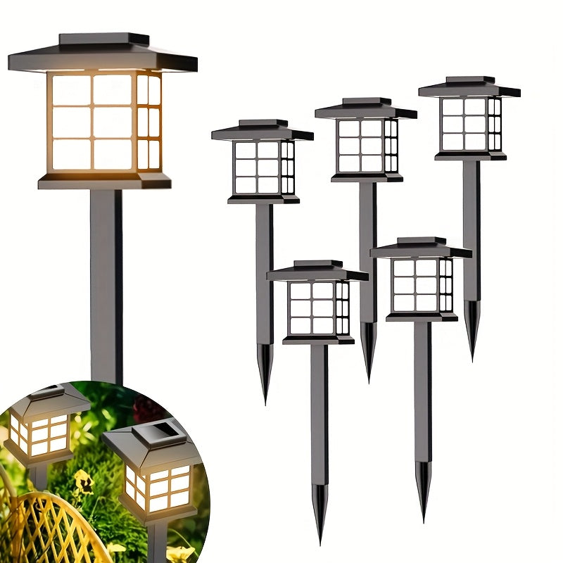 24pcs/12pcs/6pcs Outdoor Warm Light Solar-Charged Landscape Garden Lights, Suitable for Paths, Courtyards & Decks