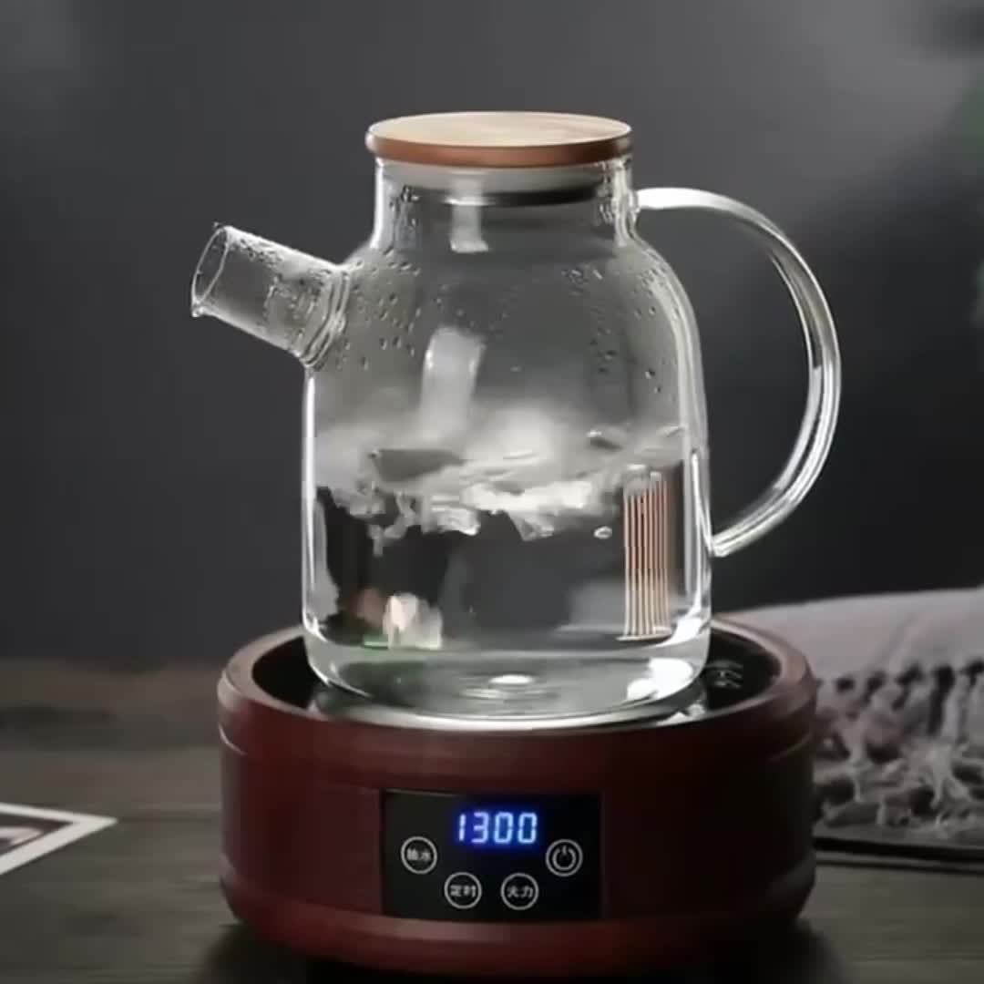 1000/1800ml Glass Water Kettle, Suitable for Stove, with Removable Strainer Mouth, Equipped with Spout, Lid and Handle, Suitable for Brewing Loose Leaf and Herbal Tea, Can Hold Juice, Milk, Beverages, Transparent Hot and Cold