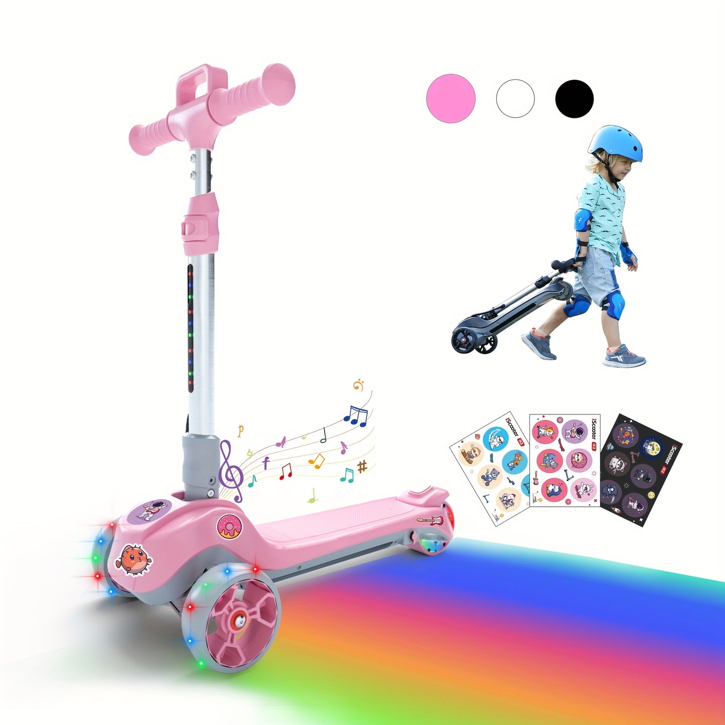 Best Seller- IK2 Electric Scooter for Youngsters 3-8, 70W Folding & 8KM/H Top E-Scooter, 30-60 Mins Ride Time, Colorful Glowing Wheels, Adjustable Height, 2025 New EScooter Gifts for Boys Girls