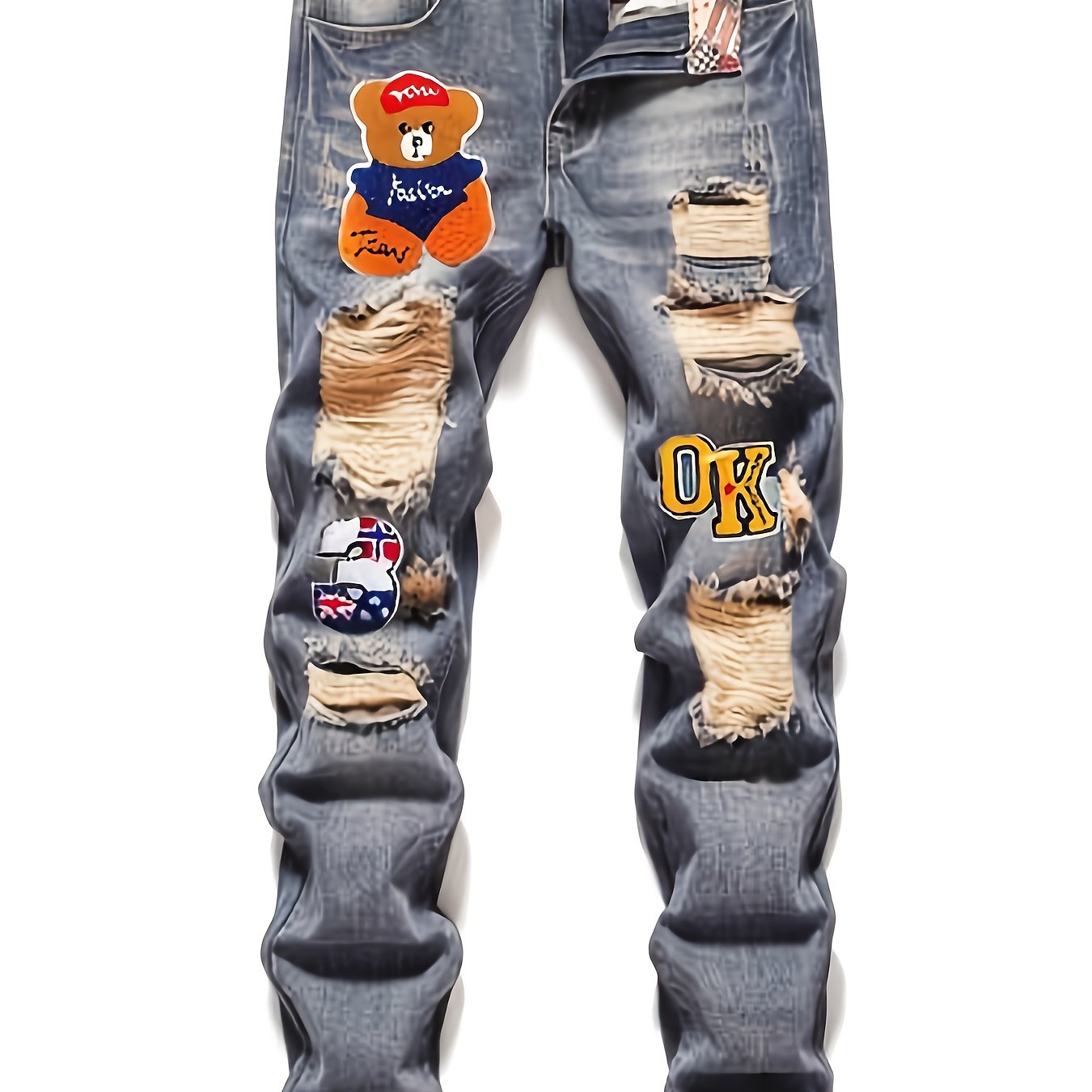 HME Men's Slim Fit Jeans - Stretch Denim Pants with Vintage Washed Look, Mid-Rise Waistband, Machine Washable All-Season Streetwear for Urban Fashion & Everyday Outfits - Non-See-Through Casual Jeans, Versatile Wardrobe Stapl