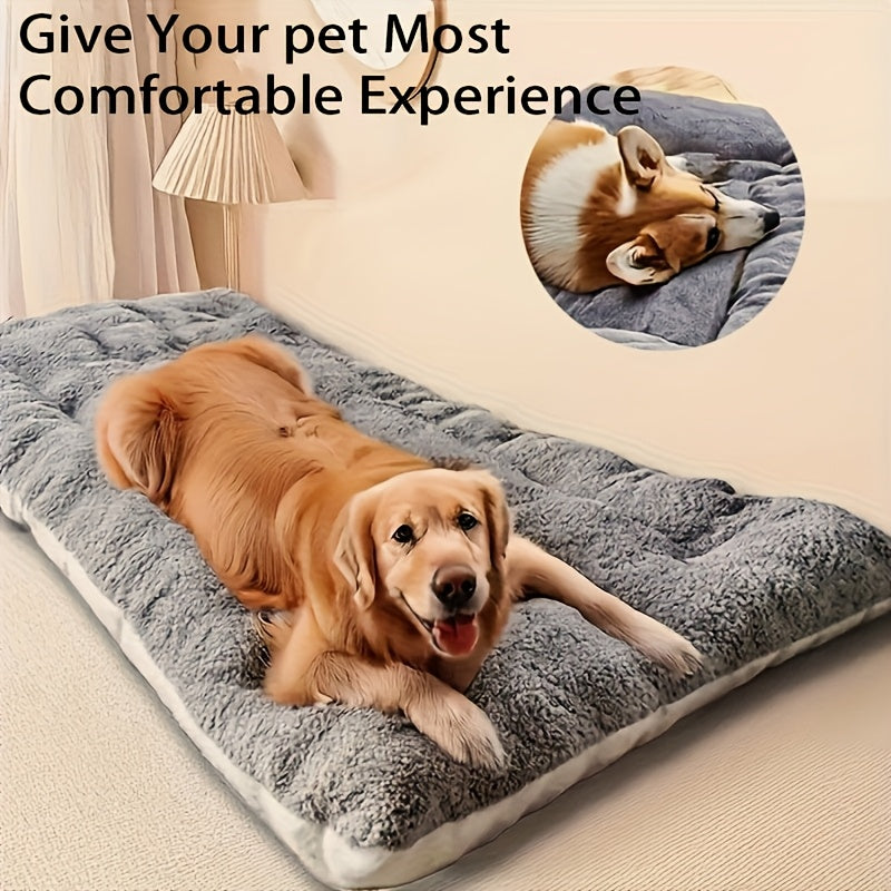 Extra Large Plush Dog Bed Sofa - Thick Soft Polyester Pet Mattress for Small Medium Large Dogs & Cats, Cushioned Rectangular Design with Grid Pattern, All-Season Cozy Furniture for Indoor/Outdoor Use, Pet Furniture Bed, Cozy