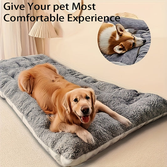 Extra Large Plush Dog Bed Sofa - Thick Soft Polyester Pet Mattress for Small Medium Large Dogs & Cats, Cushioned Rectangular Design with Grid Pattern, All-Season Cozy Furniture for Indoor/Outdoor Use, Pet Furniture Bed, Cozy