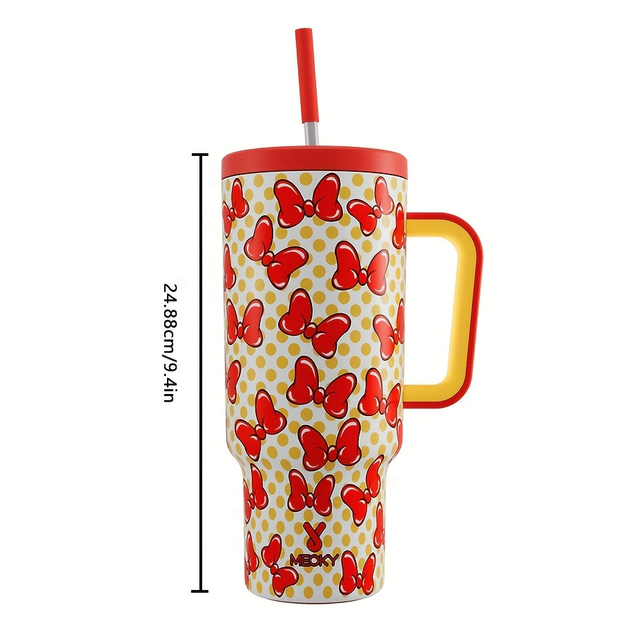 Meoky 1pc, 40oz Stainless Steel Insulated Tumbler With Lid And Straw, Keeps Cold For 24 Hours Or Hot For 10 Hours, Portable For Outdoor Camping, Hiking, Driving, And Car Travel
