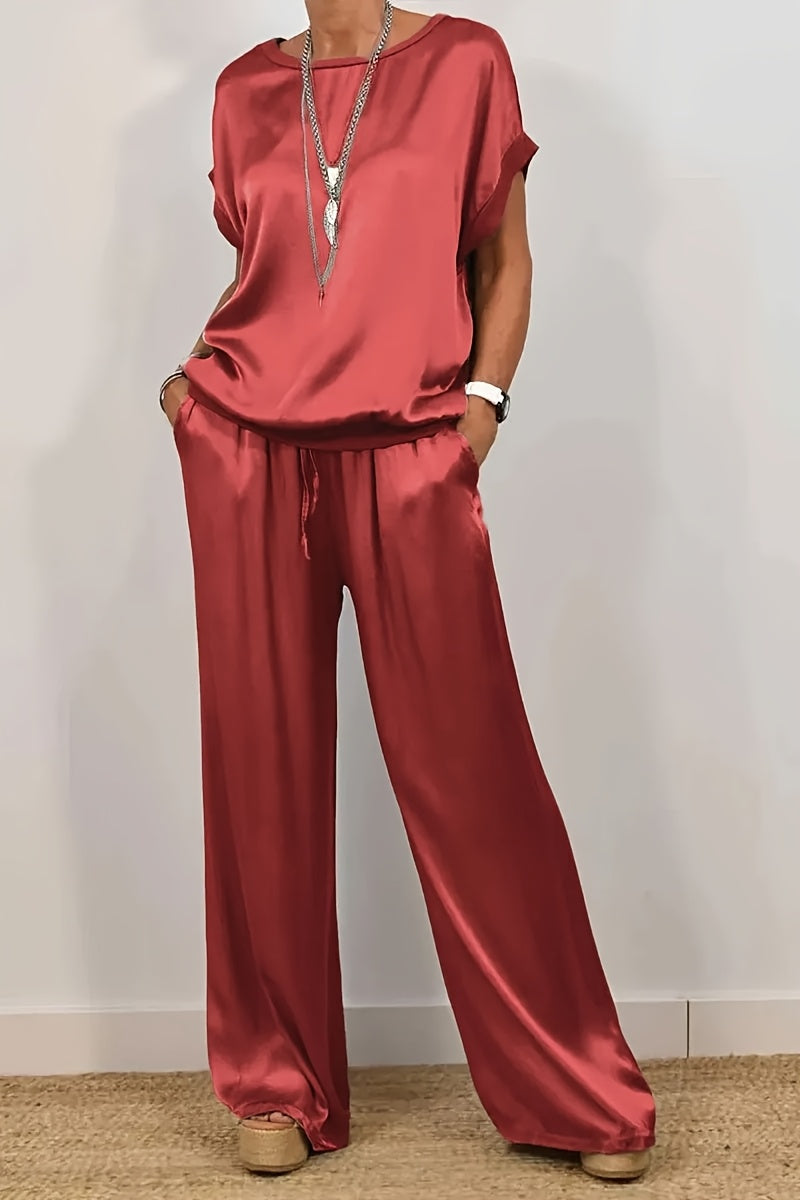 [Trendy Casual Set] Trendy Casual Set: Spring/Summer Loose Shirt & Wide Leg Pants