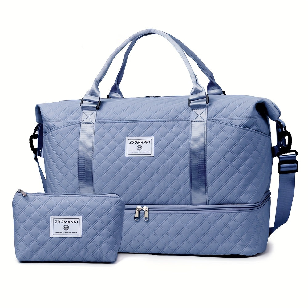 Large Capacity Travel Gym Bag Women'S Combo Letter Bag Valentine'S Day Gift Multifunctional Luggage Duffel Stitched Short Long Trip Tote with Independent Shoe Compartment Multi-Pocket Design