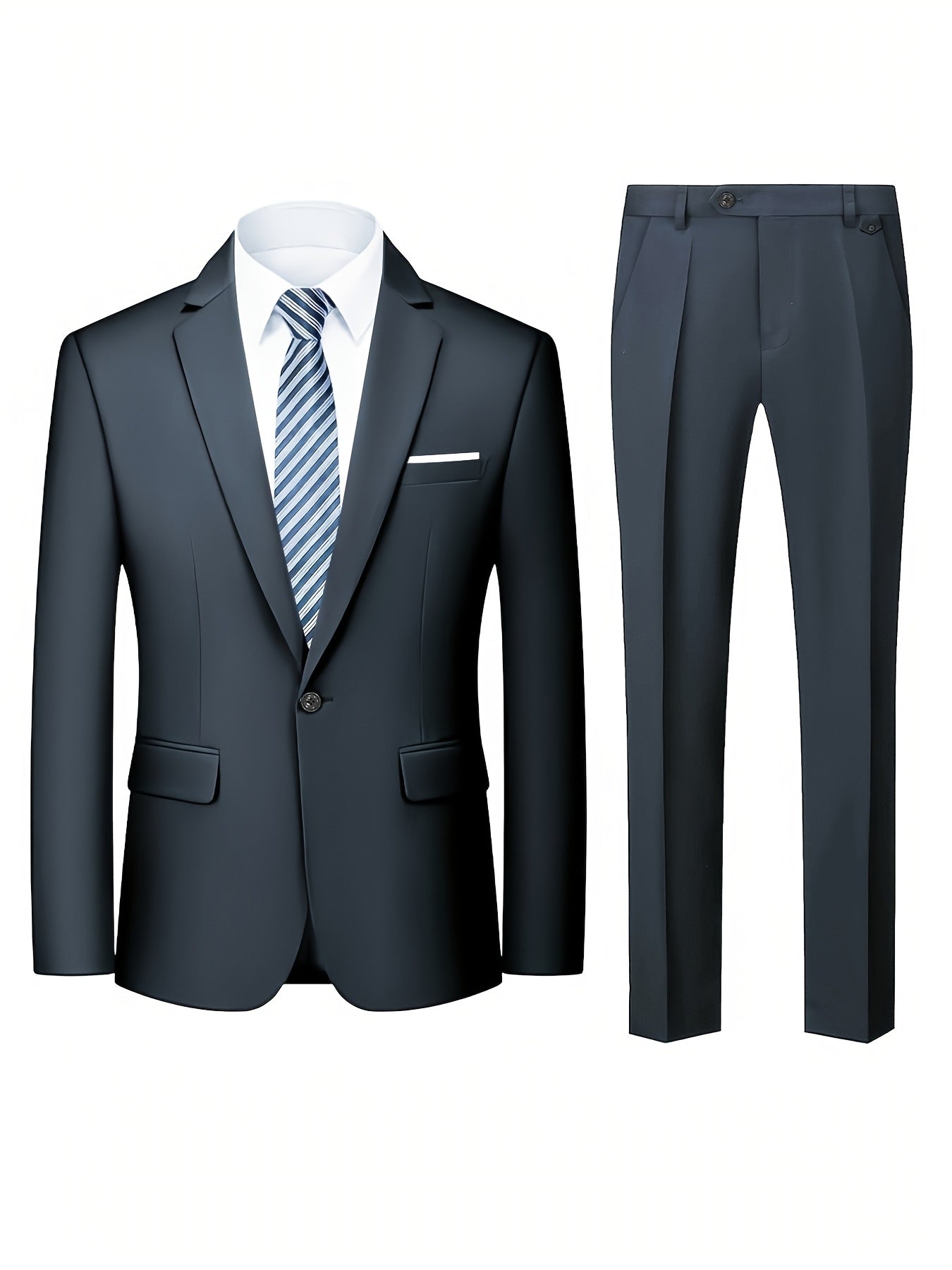 Men'S Single-breasted Suit - 2pcs Suit -- Fashionable Orthodox Business Attire - Suitable For Weddings - Interviews - Weddings - And Gatherings