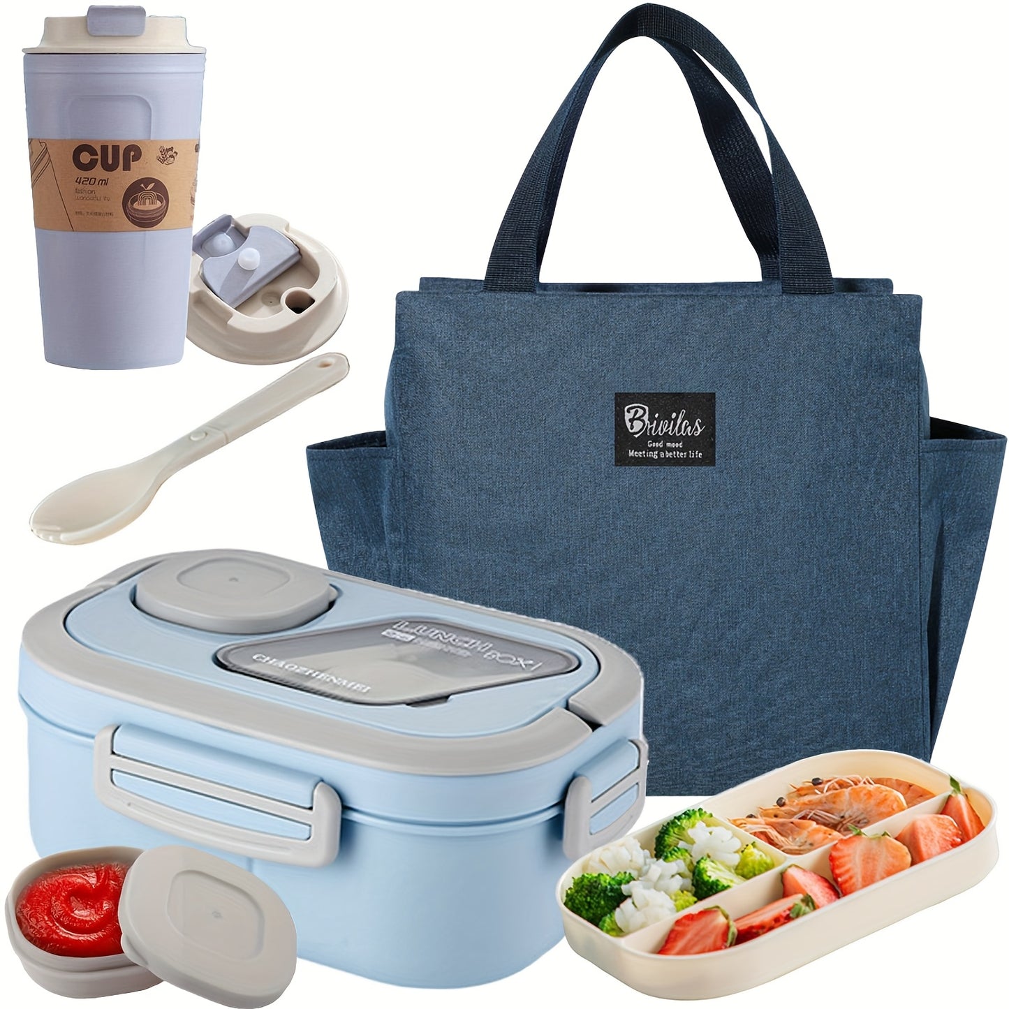 [Lunch Box Set/only Lunch Box][Local Warehouse]Halloween Gift-2-tier 6 Compartments Lunch Box Set. Bento Box For School, Office, Outdoor Picnic. |Food Storage Container|Kitchen Accessories|Bento Box With Lunch Bag|