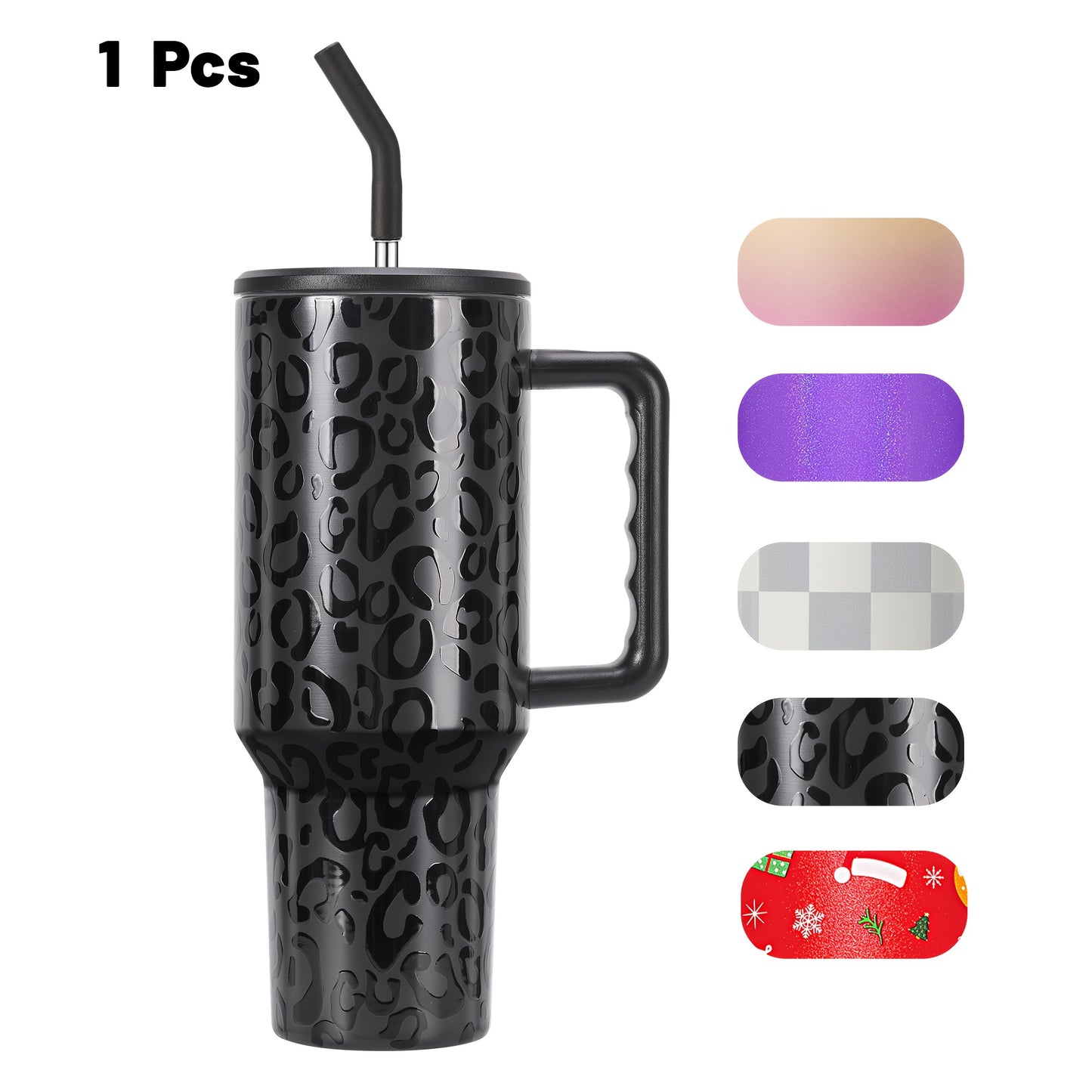 1 Holds 40 Oz Insulated Cup With Lids And Straws&Handle, Durable Stainless Steel Travel Coffee Mug, Reusable Straw, Suitable For Hot And Cold Drinks, BPA-free Metal Water Bottles, Valentines Day Gifts, Wedding, Mens Gifts, Gi