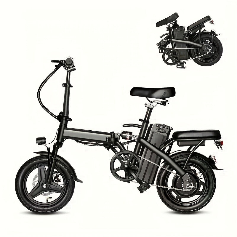 14 Inch Foldable Adult Electric Bicycle, Clearance Dealership, 500w Motor, Maximum Speed Of 20 MPH, 48V 10.4Ah Lithium Battery, 14 Inch Tires, Portable Folding Design, Outdoor Cycling Exercise, Urban Commuting Travel, Detacha
