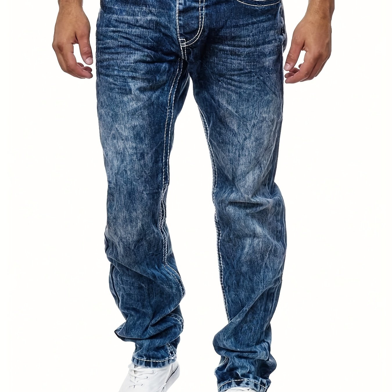 Men's High Quality Straight Leg Jeans - Perfect For Daily Commutes And Casual Outings