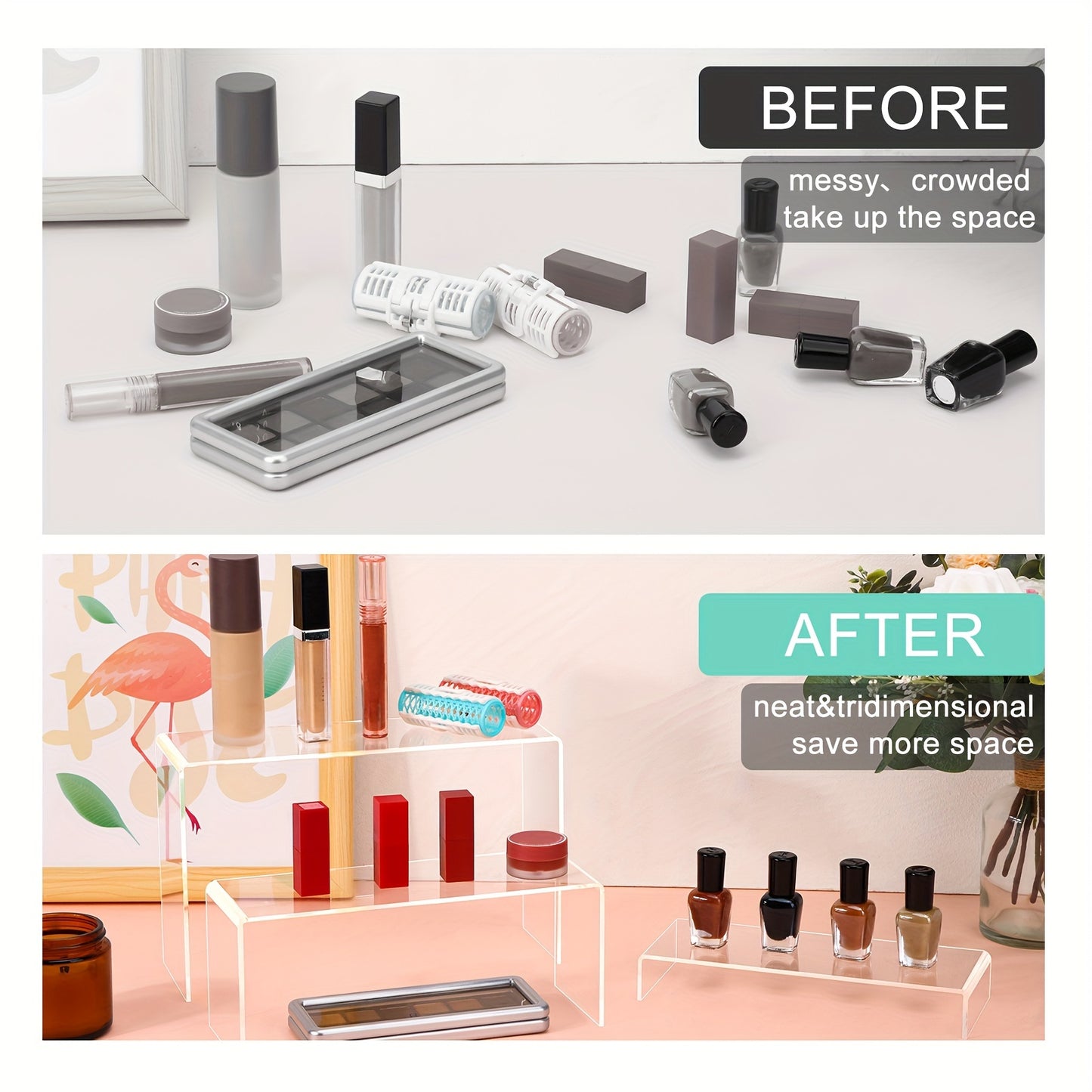 15pcs Clear Acrylic Risers for Display - Multi-Purpose, Durable, Easy-to-Use Stands for Funko Pop, Cupcake, Jewelry, Christmas Decorations, and More (Multiple Sizes)