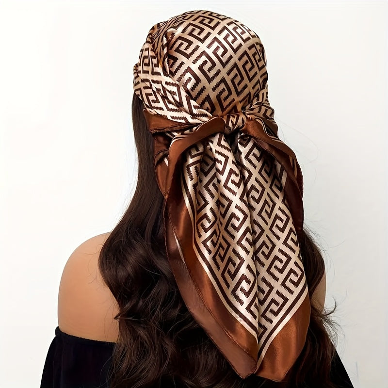 [Exquisite Head Scarf] 4pcs Exquisite Head Scarf for Women | Inspired Black Square Scarf with Golden & Zebra Print - Glamorous Headwear for Any Occasion