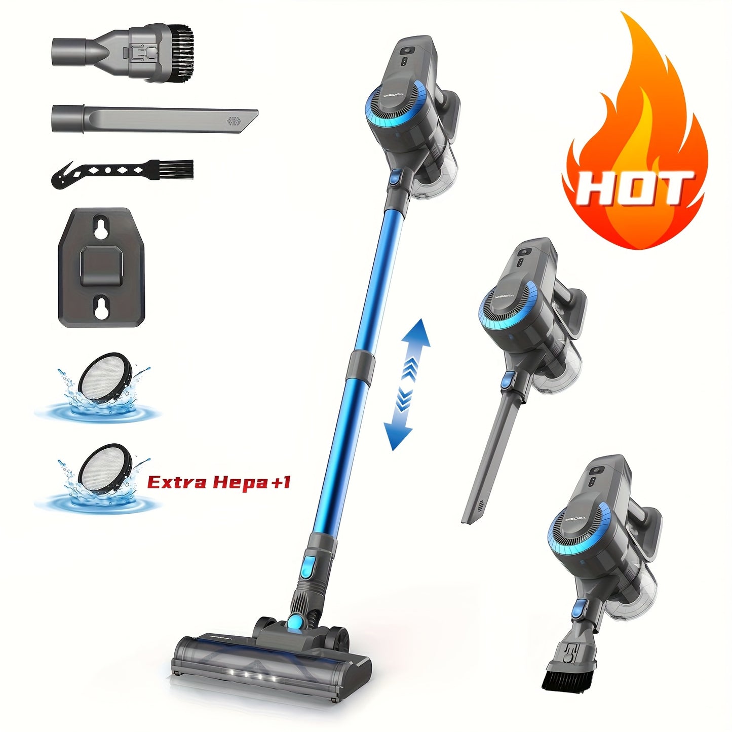 N300 Cordless Vacuum Cleaner for Home, 6-in-1 Rechargeable Powerful Lightweight Handheld Vacuum Cleaner, Running Time 45 Minutes, 48.58oz Dust Cup, Vacuum Cleaner for Home, Hardwood Floor, Carpet And Pet Hair