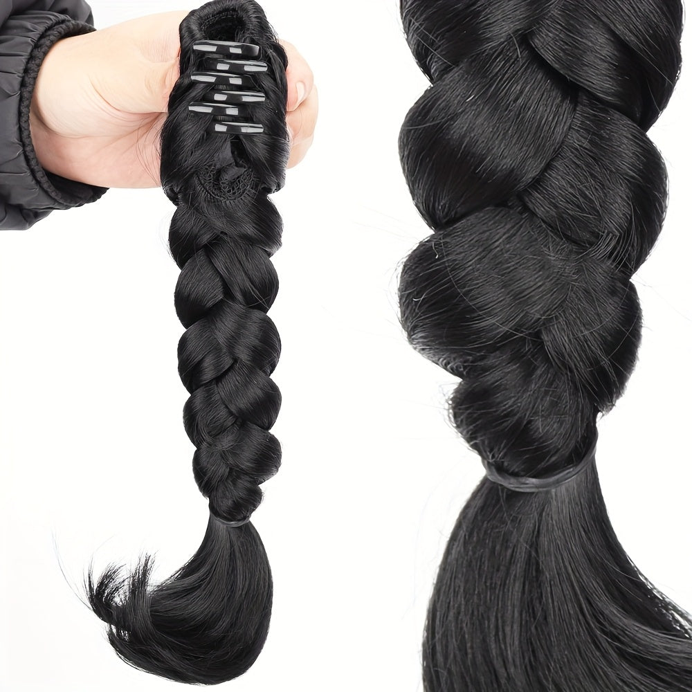 Women's Clip-In Ponytail - Easy-to-Style Synthetic Braided Hairstyle with Secure Clip, Natural Look Ponytail for Everyday, Parties, Formal Events - Available in Black, Gray, Blonde, Brown, Beige, Blonde, Dark Brown, Light Bro