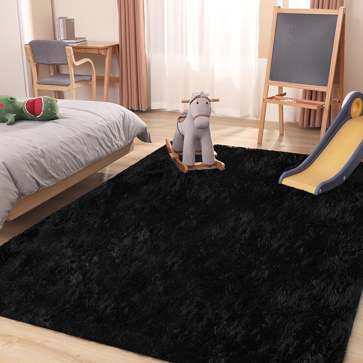 Ultra Soft Rug For Living Room, 5X8 Ft Grey Fluffy Shag Area Rug For Bedroom, Modern Shaggy Carpets Fuzzy Rug For Teens Dorm Nursery Home Decor Aesthetic, Upgrade Anti-Skid Durable