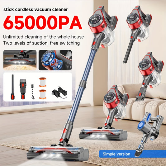 Cordless Vacuum Cleaner for Home - Powerful, Max 65Kpa Stick Vacuums Lightweight with Detachable Battery Display, Max 45Mins Runtime, 8in 1 Handheld Vacuum for Hardfloor & Carpets Pet Hair, Quick Cleanup, Carpet Cleaning, Com