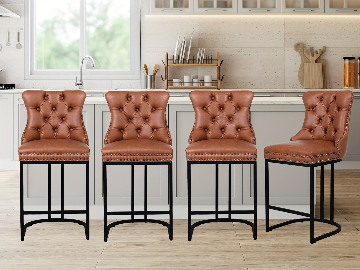 [Modern Bar Stool] 2/3/4pcs Set Modern Bar Stool - Performance Fabric Island Height for Home Kitchen