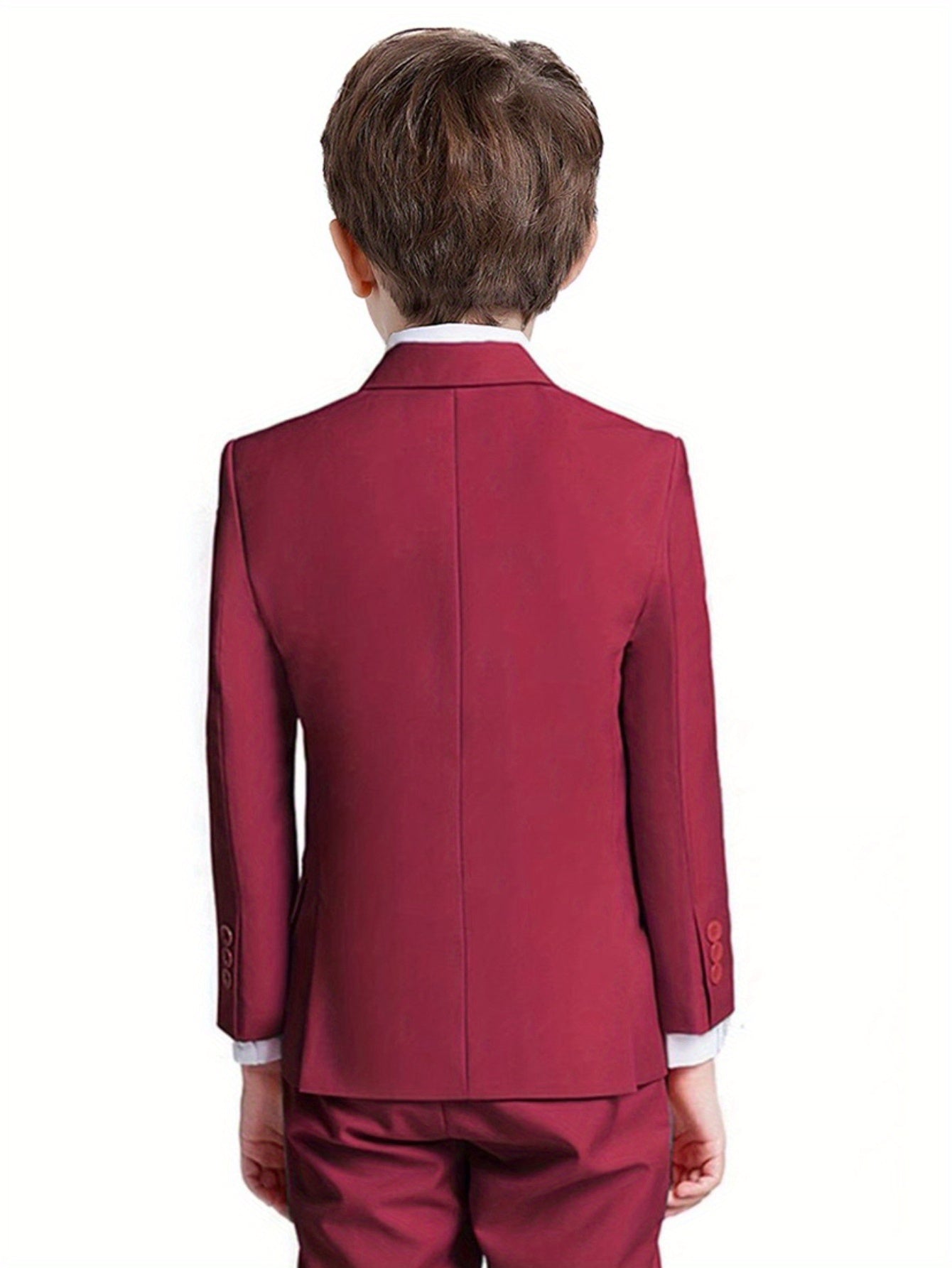 Back to School Season Boy's Formal Suit Set Slim Fit Blazer & Shirt & Pants & Vest & Tie 5pcs Set for Wedding Ring Bearer Birthday Party Speech Prom Dress Youngsters Tuexdo Outfits Black Wine Red Dark Gray, Ring Bearer Attire