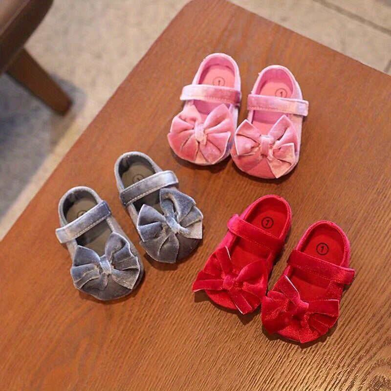[Princess Mary Jane Flats] Princess Baby Girls Mary Jane Flats With Bowknot | First Walker Shoes Crib Shoes Wedding Party Christmas Dress Shoes