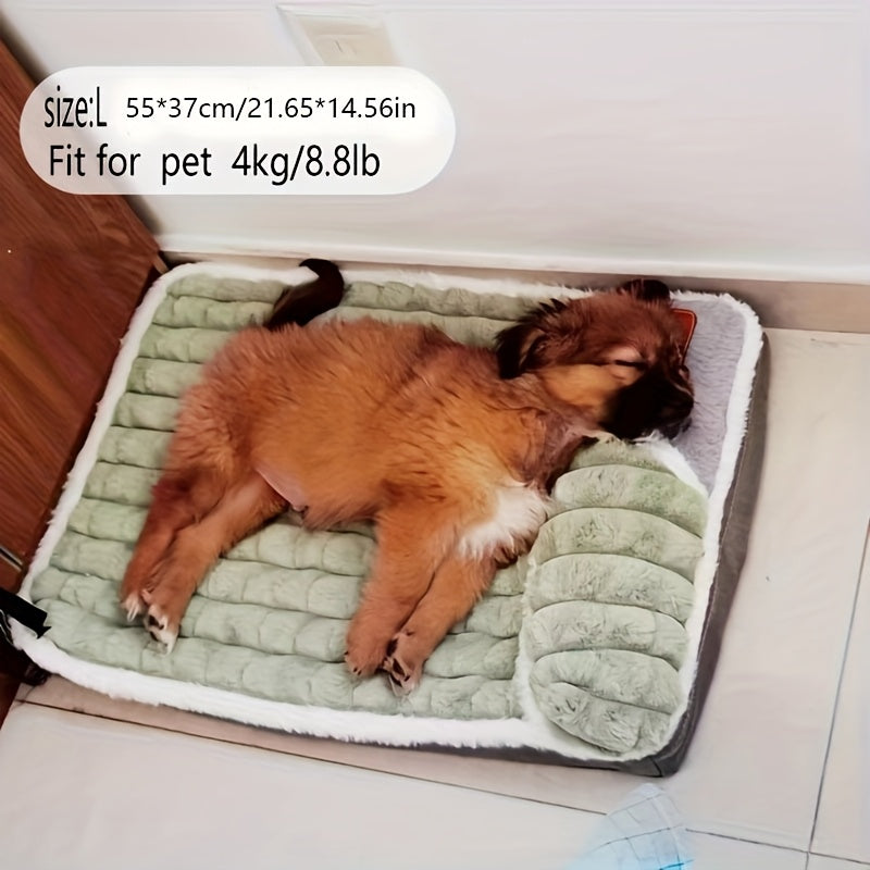 Four Seasons Dog Mat Washable Winter Sleeping Pad for Dogs, Green Soft Spinal Protection
