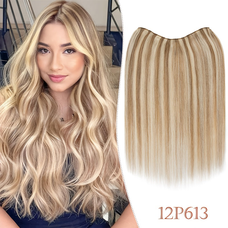 16-Inch Long Human Hair Clip In Extensions - Full Head V-Shaped Weft with 5 Clips, Natural Brown/Black/Blonde/Dark Brown/ Brown/Dirty Blonde/Chestnut Brown/Red Brown/White/Gray/ Auburn - Straight Hair Extension for Women, Bal