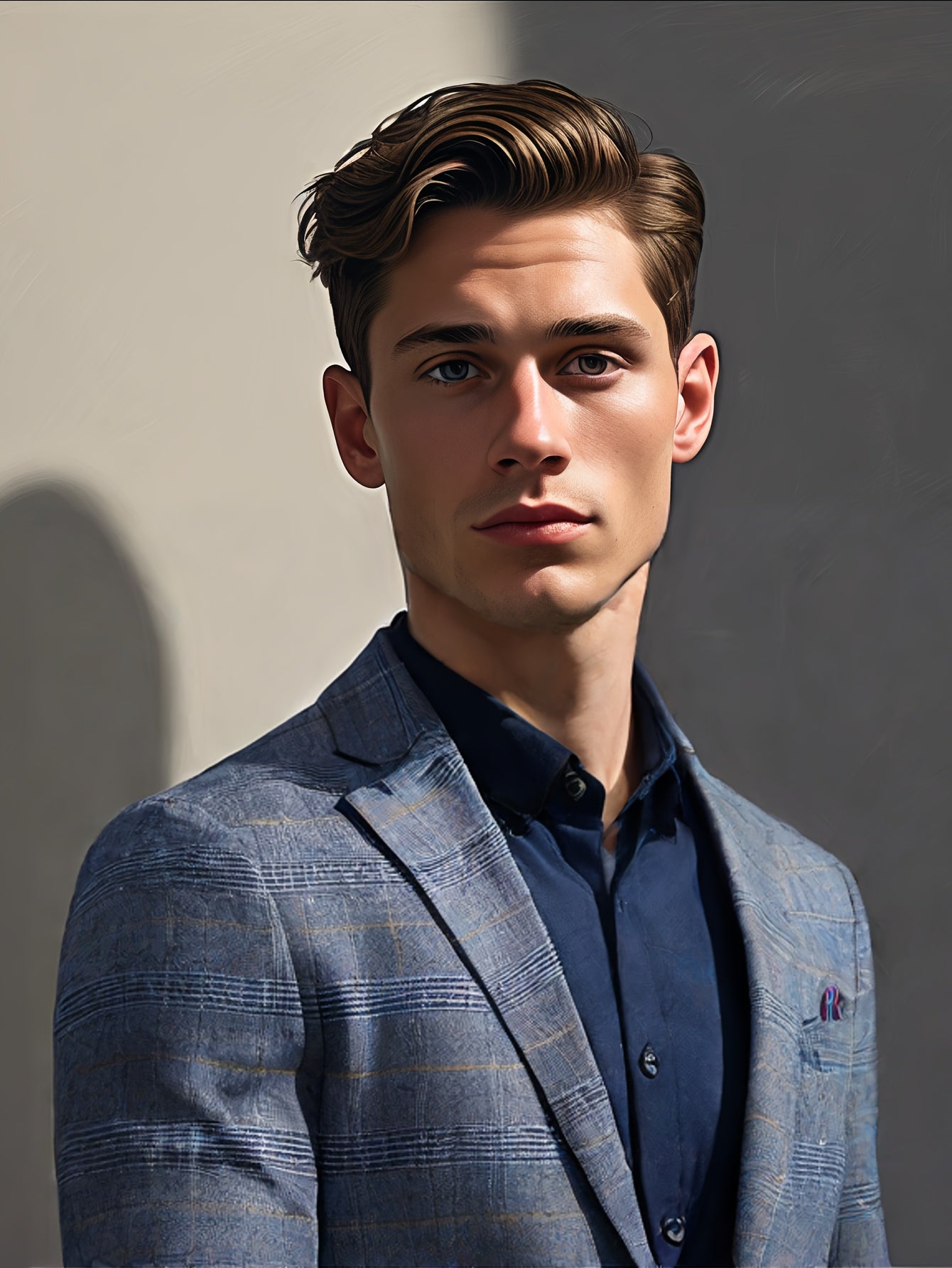 Navy Blue & Black 2025 Men's Floral Print Suit - Elegant Long Sleeve with Lapel Collar, Button-Up Blazer & Trousers for Weddings, Parties, Dates - Premium Fabric, Formal Attire, Date Night Outfit, Classic Fashion, Sophisticat