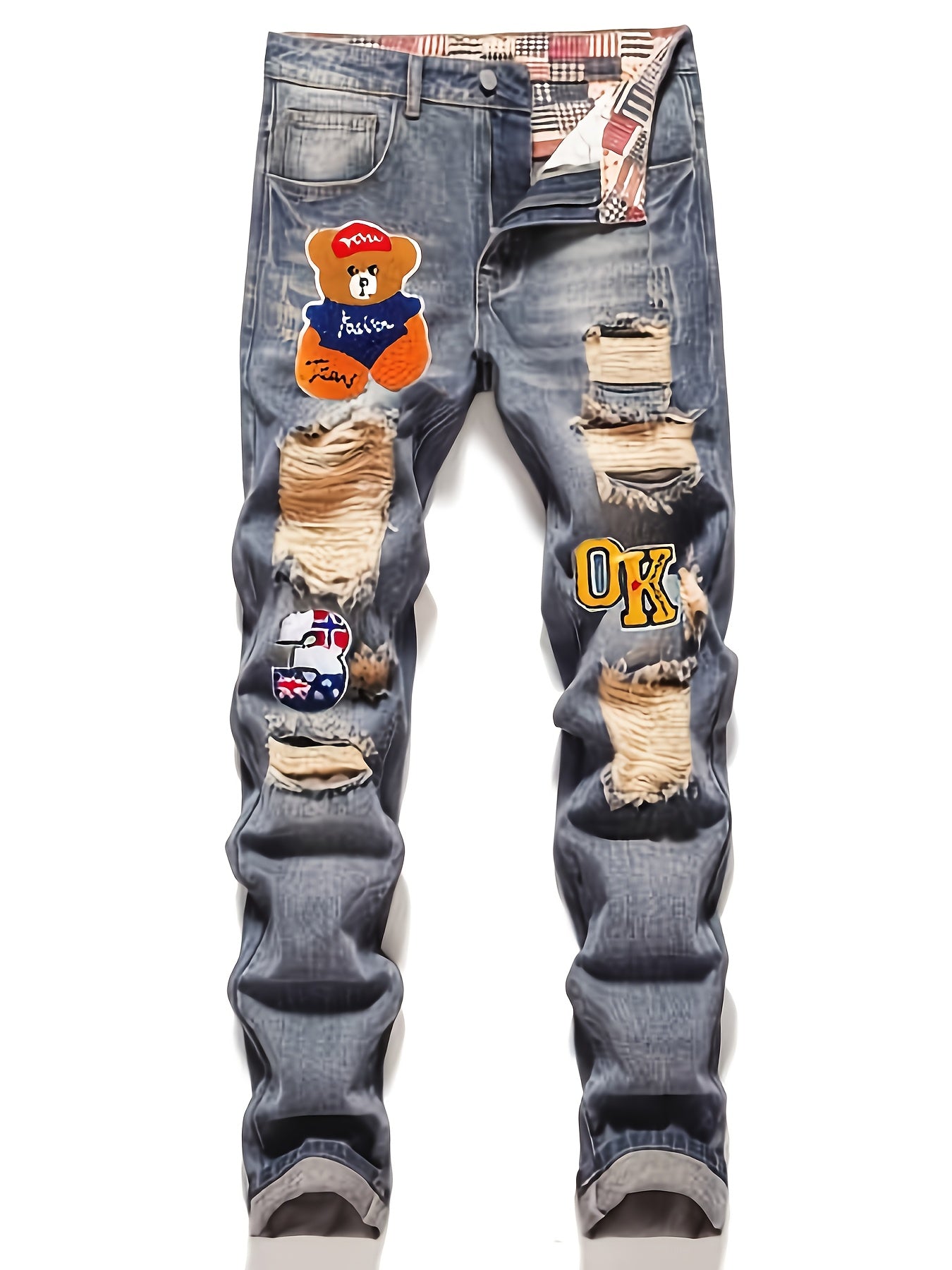 HME Men's Slim Fit Jeans - Stretch Denim Pants with Vintage Washed Look, Mid-Rise Waistband, Machine Washable All-Season Streetwear for Urban Fashion & Everyday Outfits - Non-See-Through Casual Jeans, Versatile Wardrobe Stapl