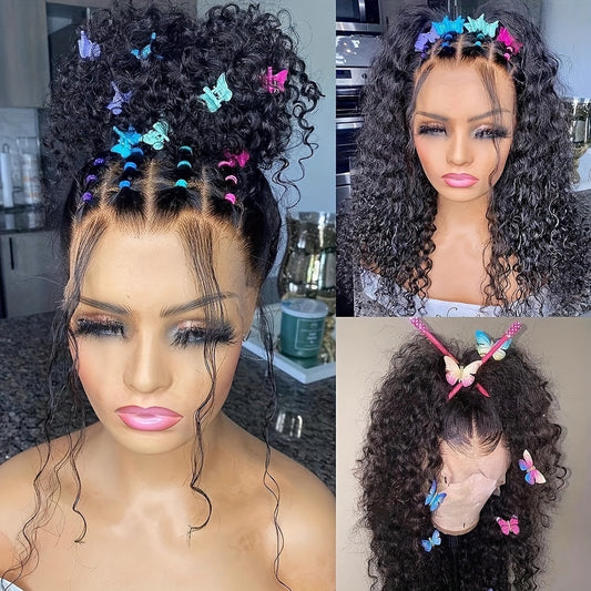 32 Inch 360 Full Transparent Deep Wave Curly Lace Frontal Wigs Deep Wave Lace Front Human Hair Wig For Women With Baby Hair Natural Color Basic daily necessities