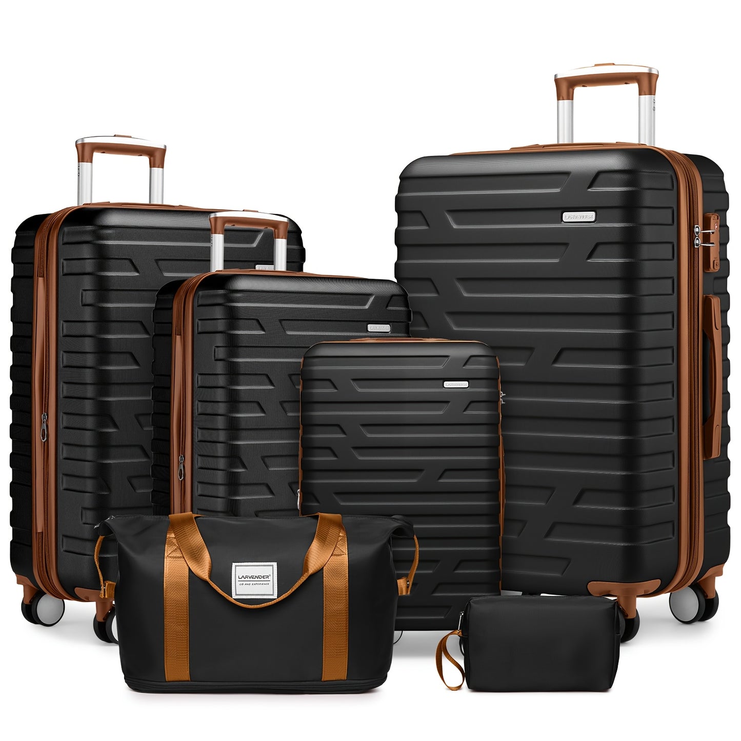 Luggage 6pcs Sets Hardside Expandable Suitcases (Only 24/28inch) with Spinner Wheels TSA Lock, Lightweight Travel Carry On Luggage Sets, ABS Large Capacity Travel Suitcase Set