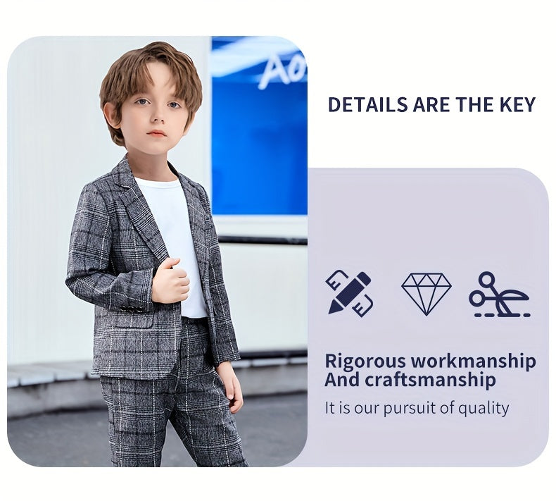 [Cool Boy Two-Piece Suit] New Style Cool Boy Two-Piece Suit Set | Children's Wedding Performance Outfit for Spring and Autumn Season