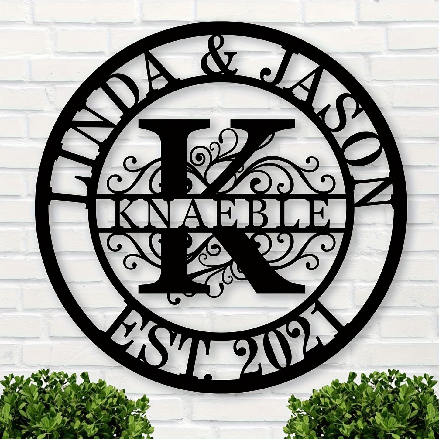 [Personalized Metal Wall Plaque] Personalized Family Name & Year Metal Wall Plaque - Custom Initials and Establishment Date Engraving - Heavy-Duty Rustproof Metal Decor - No Wiring Needed - Elegant Home Office, Living Room, B