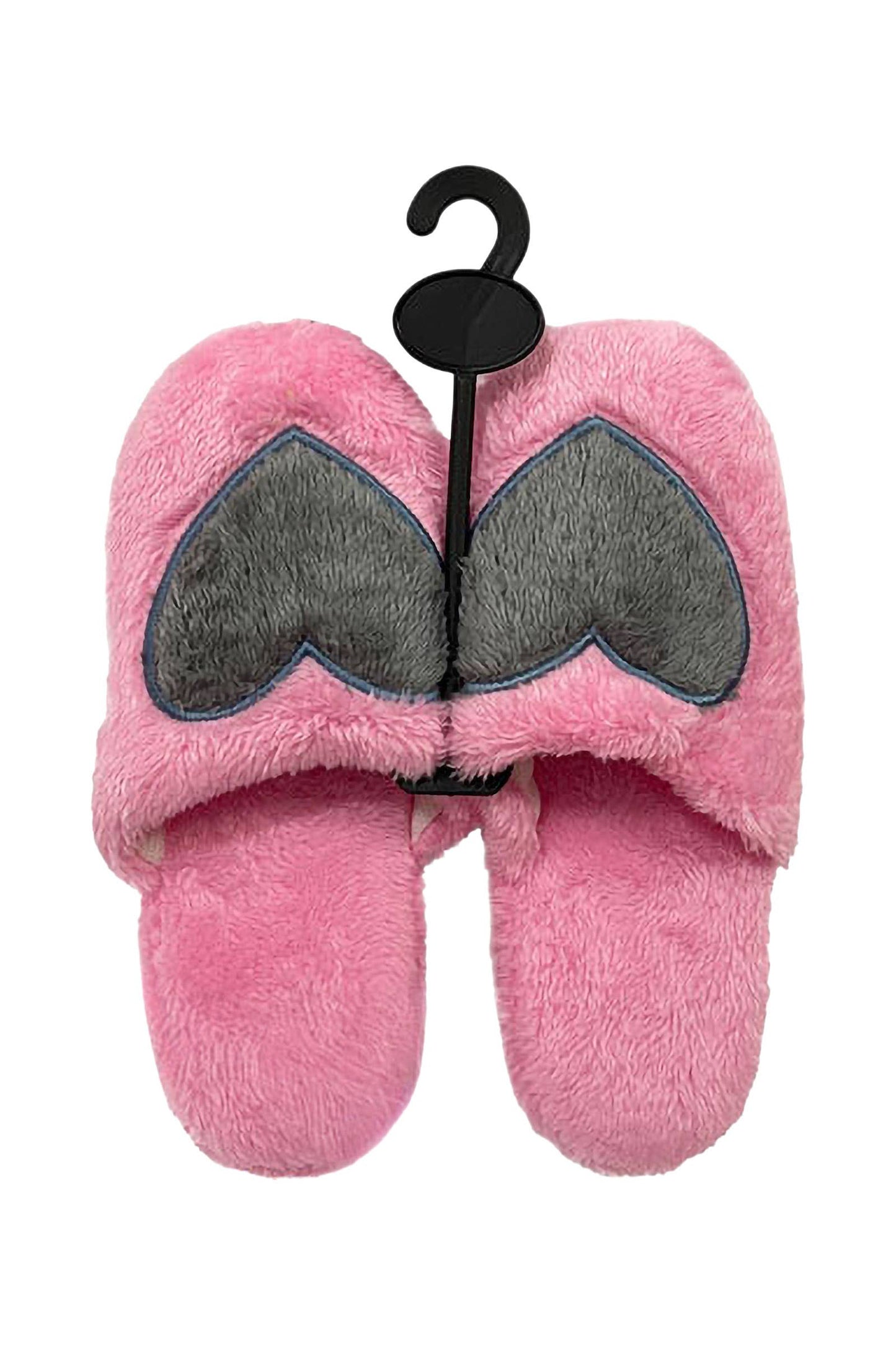 Big Heart Fuzzy Fleece Foam Lounge Slipper Slides