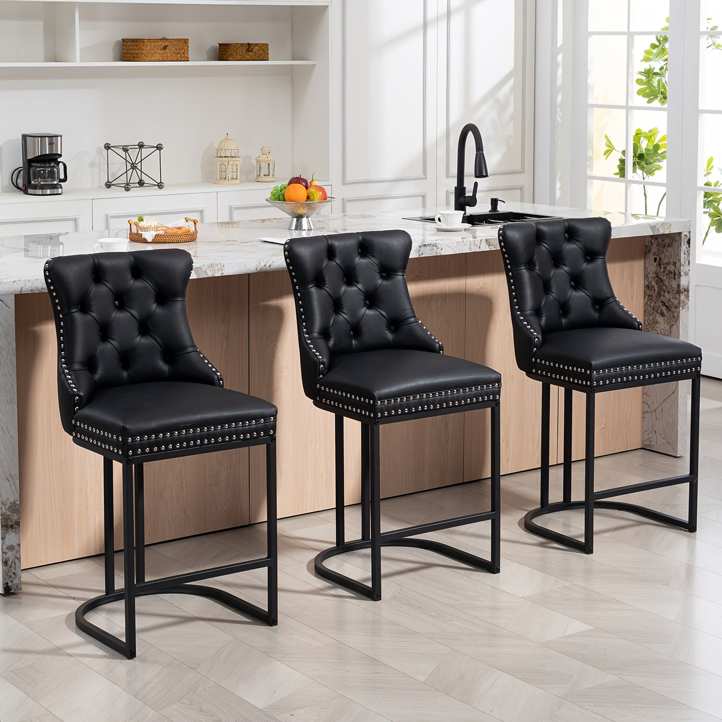 [Modern Bar Stool] 2/3/4pcs Set Modern Bar Stool - Performance Fabric Island Height for Home Kitchen