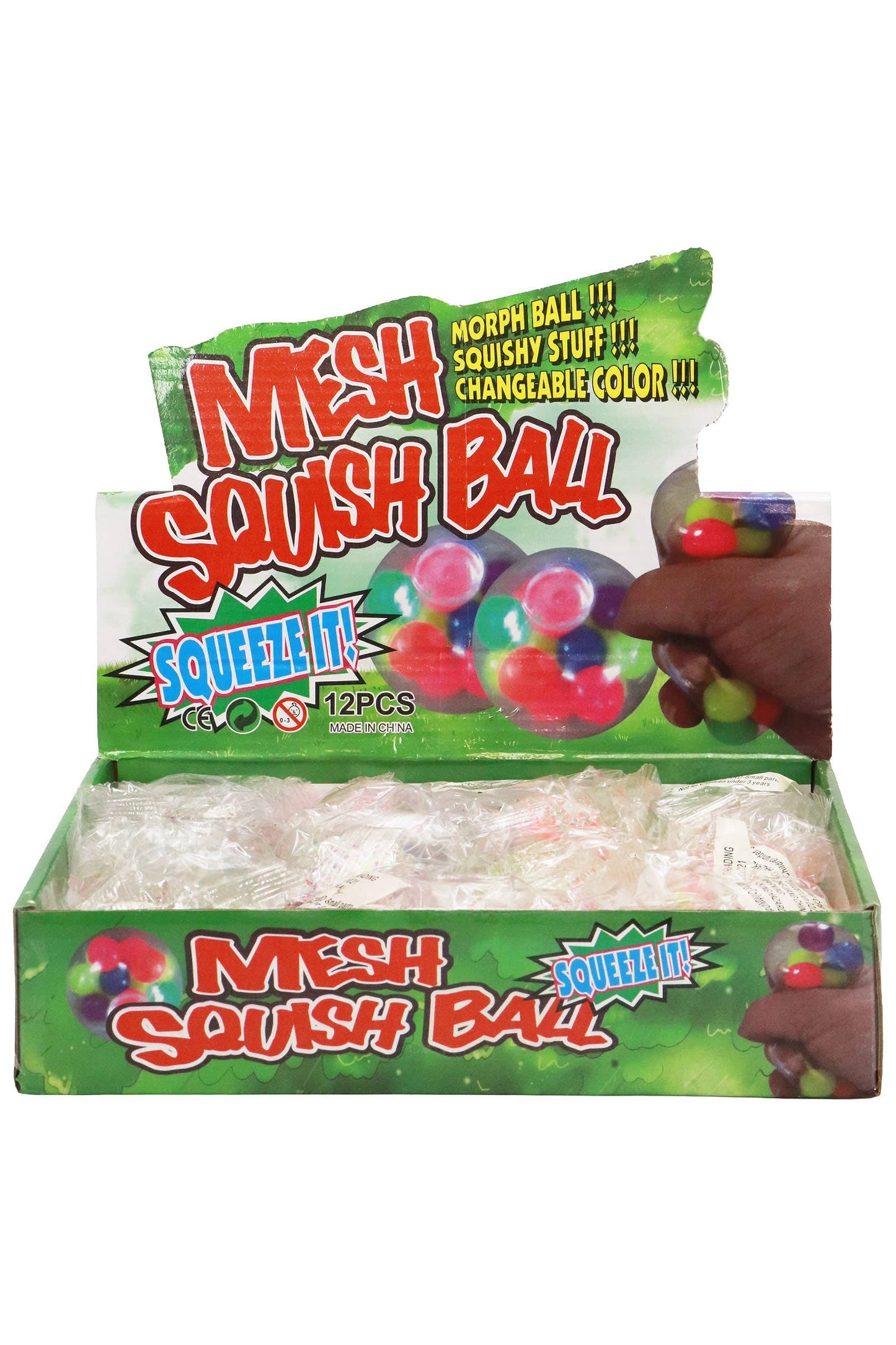 (1) Clear Spiky Colorful Squish Ball Toy