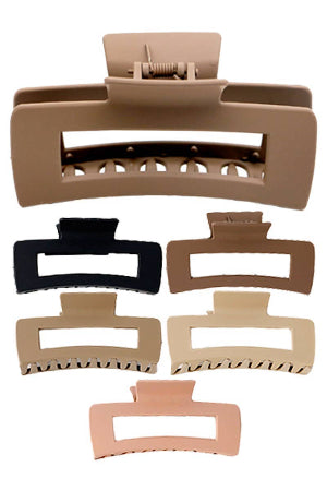Wide Block Matte Earth Tone Hair Claw - 4 Inch