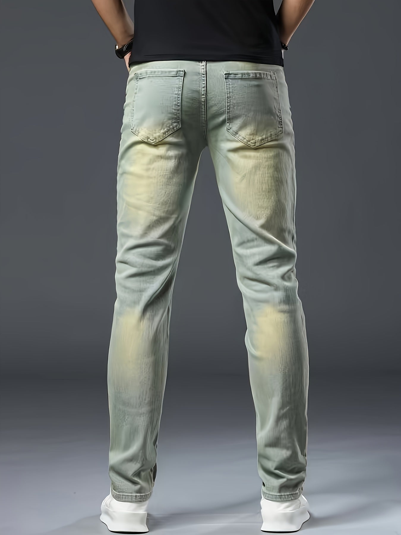 Men'S Jeans, Elastic Simple Jeans, Slim And Green Men'S Clothing, Multi-craft Men'S Pants, Suitable For All Seasons