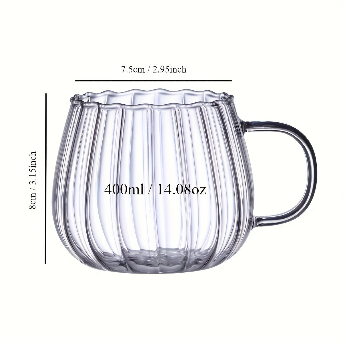 [Pumpkin Glass Mug] Reusable Pumpkin Striped Glass Mug - Heat-Resistant, Microwave Safe Coffee Cup for Ice Drinks, Juices, Espresso - Ideal Gift for Family and Friends