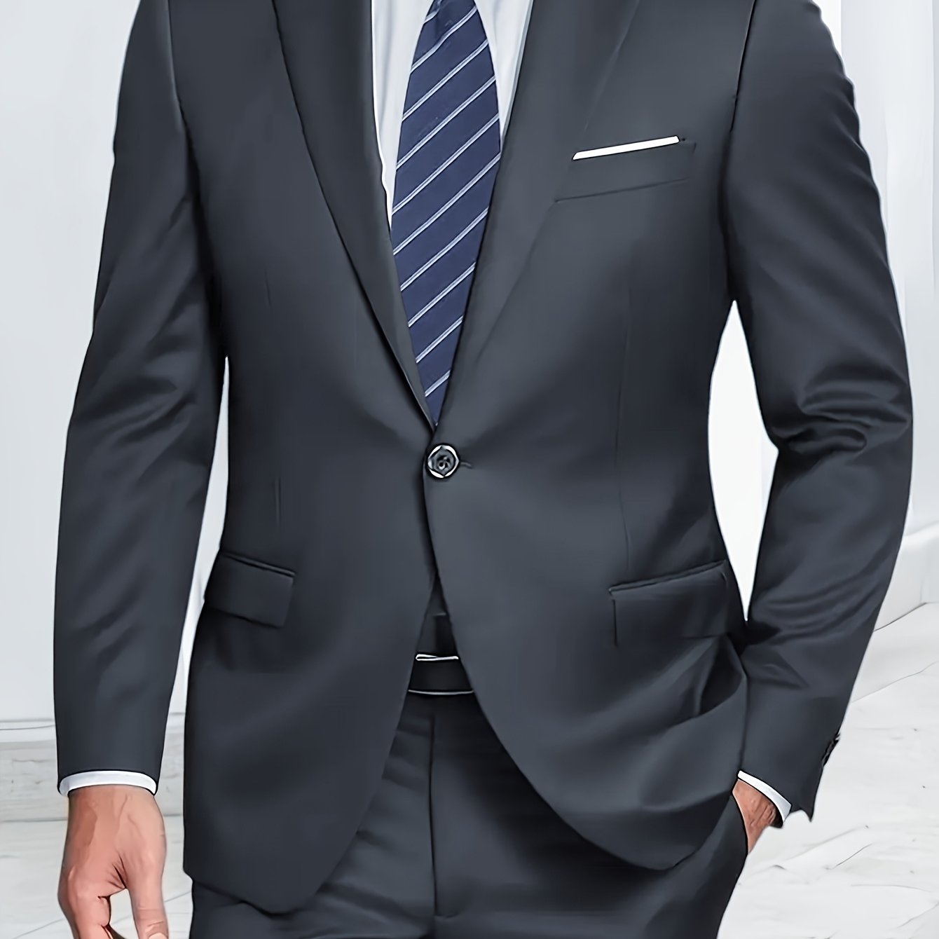 Men'S Single-breasted Suit - 2pcs Suit -- Fashionable Orthodox Business Attire - Suitable For Weddings - Interviews - Weddings - And Gatherings