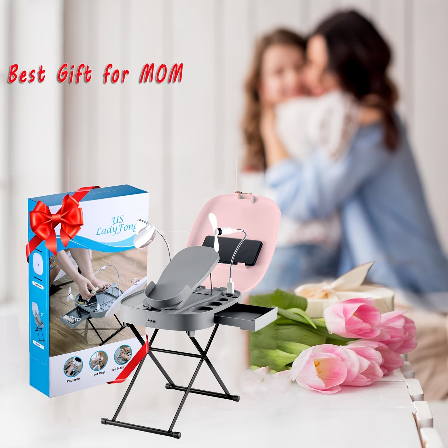Pedicure Stool The Pedicure Tools for Easy at-Home Pedicures Adjustable Pedicure Foot Rest, for Mom from Daughter, Son, - Birthday Gifts for Women