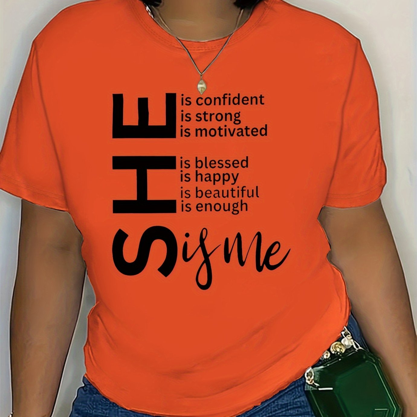 Plus Size She Is Me Print T-Shirt - Women's Casual Crew Neck Short Sleeve Tee, Plus Size Clothing with Fun Graphic Design