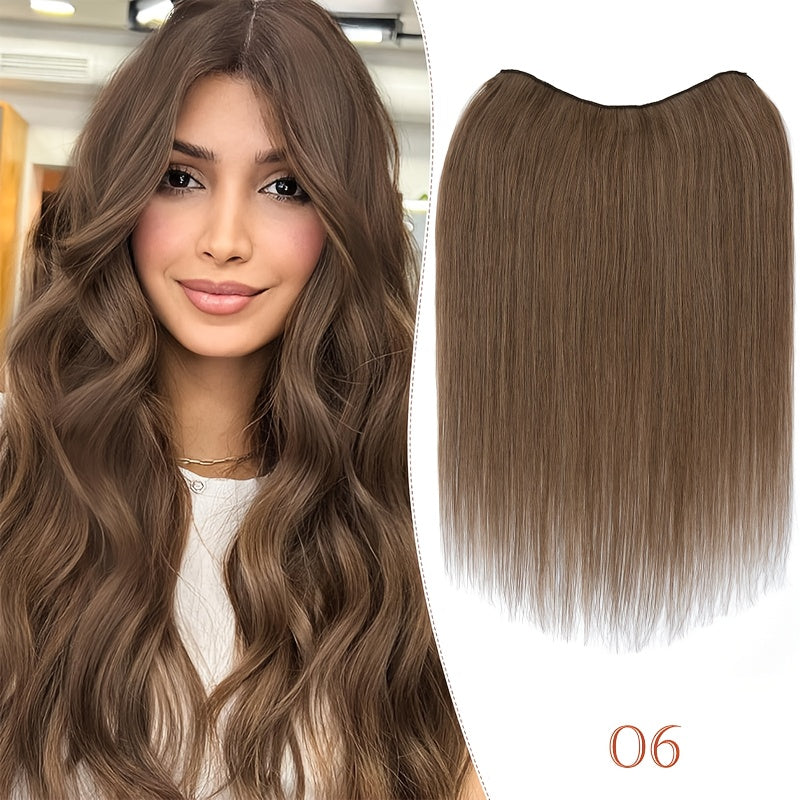 16-Inch Long Human Hair Clip In Extensions - Full Head V-Shaped Weft with 5 Clips, Natural Brown/Black/Blonde/Dark Brown/ Brown/Dirty Blonde/Chestnut Brown/Red Brown/White/Gray/ Auburn - Straight Hair Extension for Women, Bal